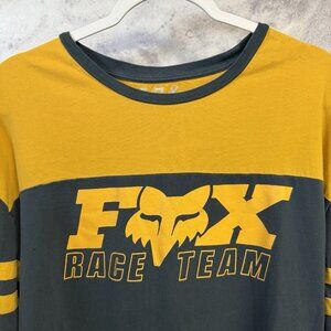 Fox Race Team T Shirt Mens 2XL Long Sleeve Blue/Yellow Airline Tru-Dri Motocross